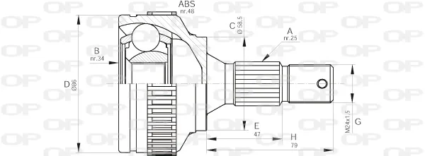 Junta homocinetica CVJ559310 Open Parts