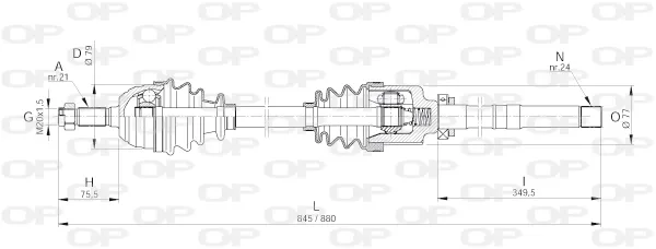 Árbol de transmisión delantero derecho DRS600300 Open Parts
