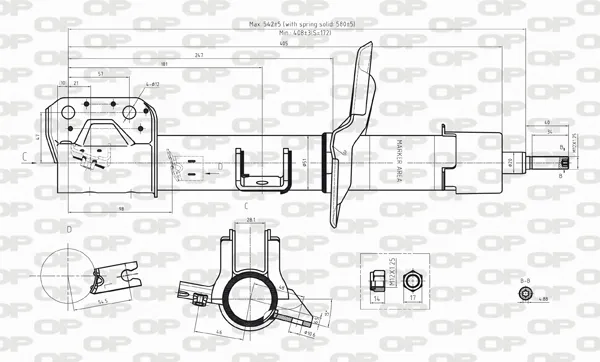 Amortiguador delantero izquierdo SAB823831 Open Parts