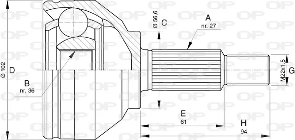 Junta homocinetica CVJ574010 Open Parts