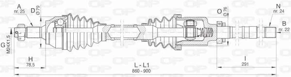 1609763980 Peugeot/Citroen árbol de transmisión delantero derecho