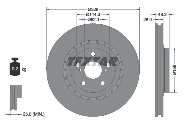 Disco de freno 92259405 Textar