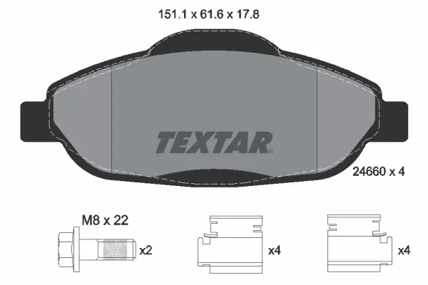 Pastillas de freno 2466001 Textar