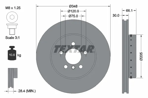 Disco de freno 92265725 Textar