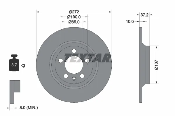 Disco de freno trasero Volkswagen Polo 6 AW1, BZ1, AE1