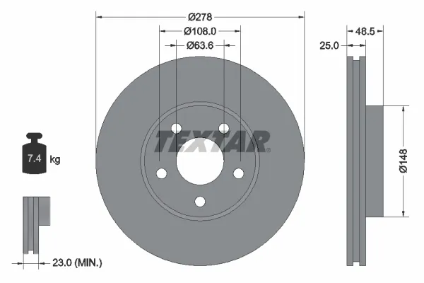 Disco de freno 92141205 Textar