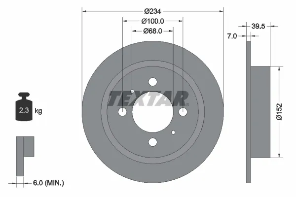 Disco de freno trasero 92080000 Textar