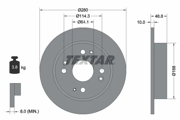 Disco de freno trasero 92081700 Textar