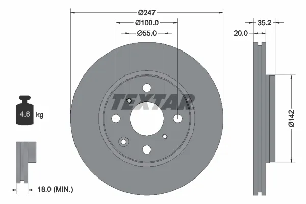Disco de freno 92141903 Textar