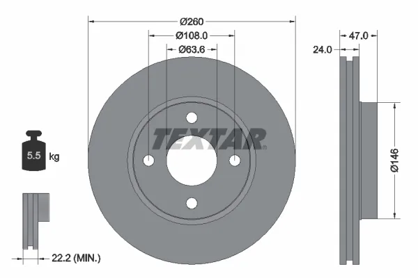 Disco de freno 92063503 Textar