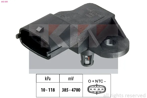 Sensor de presión del colector de admisión 493091 KW AUTOMOTIVE