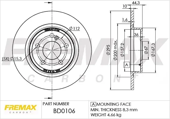 Disco de freno trasero BD0106 Fremax