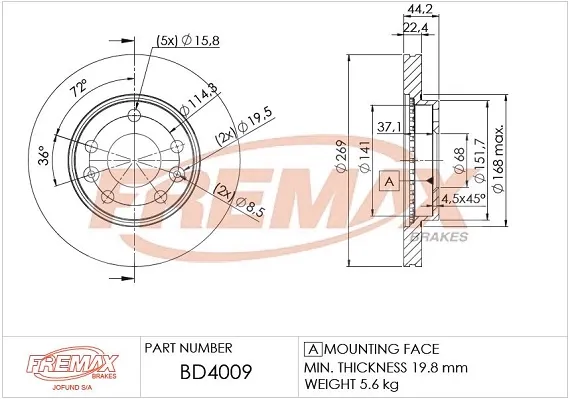 Disco de freno BD4009 Fremax