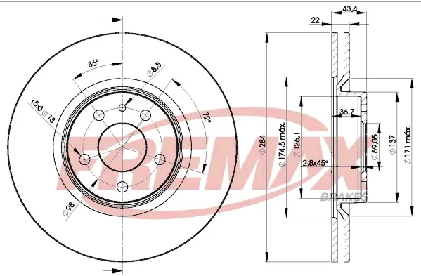 Disco de freno BD1548 Fremax