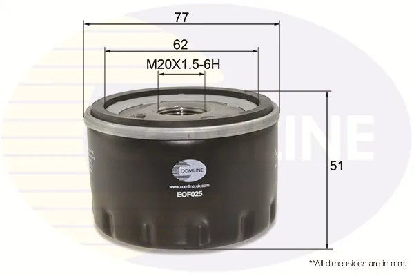 Filtro de aceite EOF025 Comline