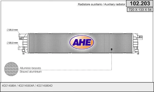 102203 AHE radiador, refrigeración del motor adicional