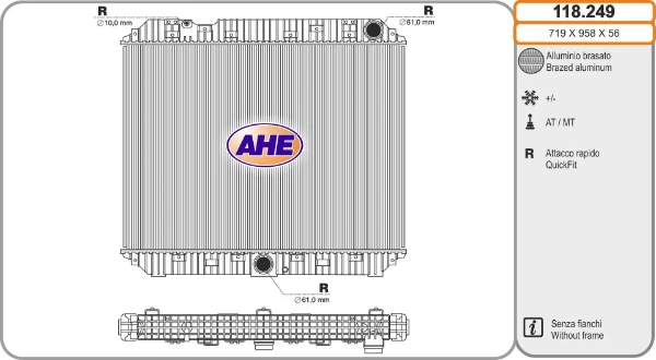 Radiador refrigeración del motor 118249 AHE