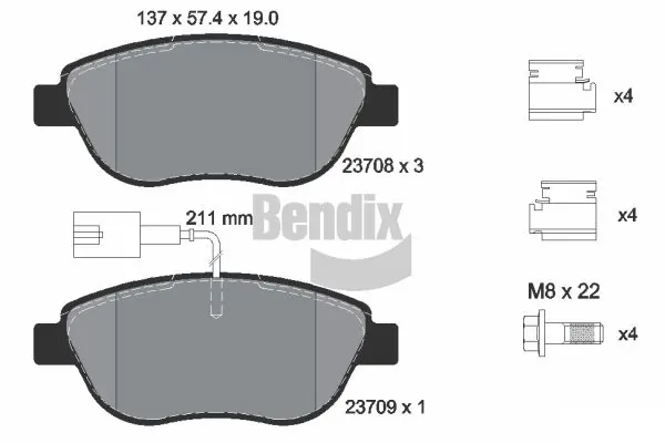 Pastillas de freno BPD1039 Jurid/Bendix