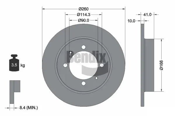 Disco de freno trasero BDS1367 Jurid/Bendix