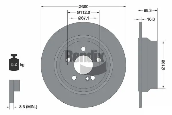 Disco de freno trasero BDS1200 Jurid/Bendix