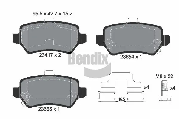 Pastillas de freno traseras BPD1057 Jurid/Bendix