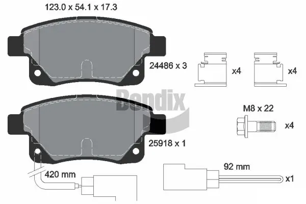 Pastillas de freno traseras BPD1121 Jurid/Bendix