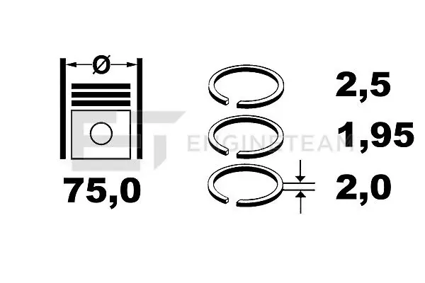 Aros de pistón para 1 cilindro, STD 793770504 SM