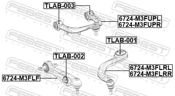 Brazo inferior izquierdo/derecho de suspensión delantera 6724M3FLF Febest