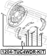 Muelle de las zapatas de freno traseras de tambor FEBEST 1204TUC4WDRKIT