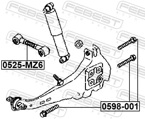 Perno exterior del brazo de caída trasero 0598001 Febest