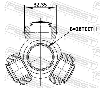 Semieje delantero derecho 0716RS415 Febest