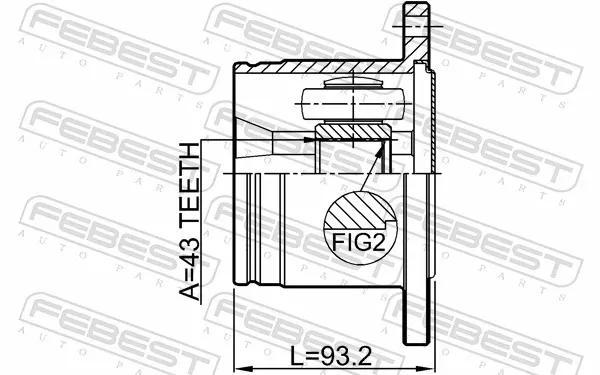 Junta homocinética interior trasera 0411V75RR Febest