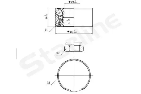 Cojinete de rueda delantero LO03596 Starline