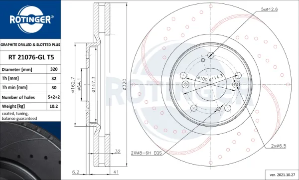 Disco de freno RT21076GLT5 Rotinger