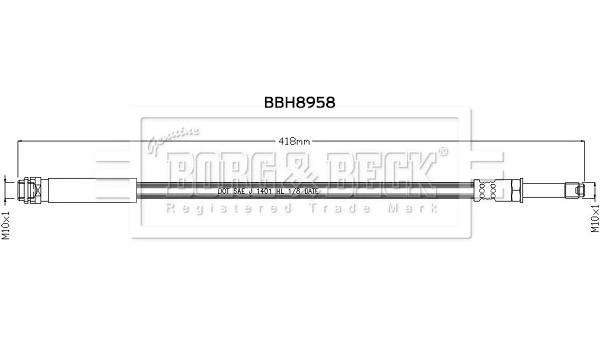 BBH8958 Borg&beck latiguillo de freno delantero