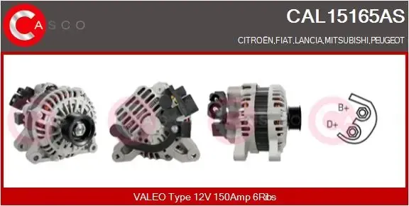 Alternador CAL15165AS Casco