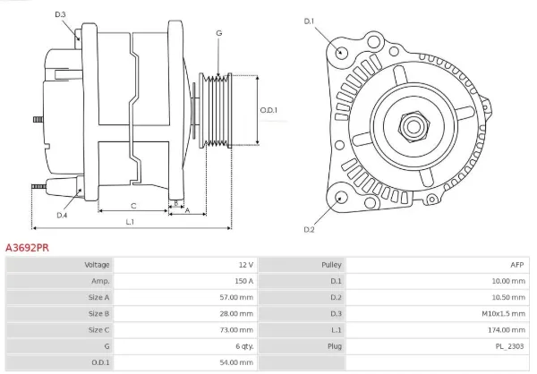 Alternador A3692PR As-pl