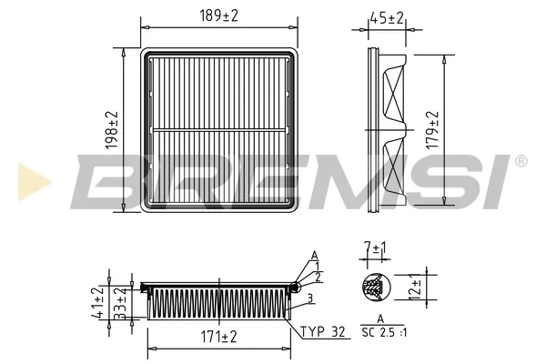 Filtro de aire FA1676 Bremsi