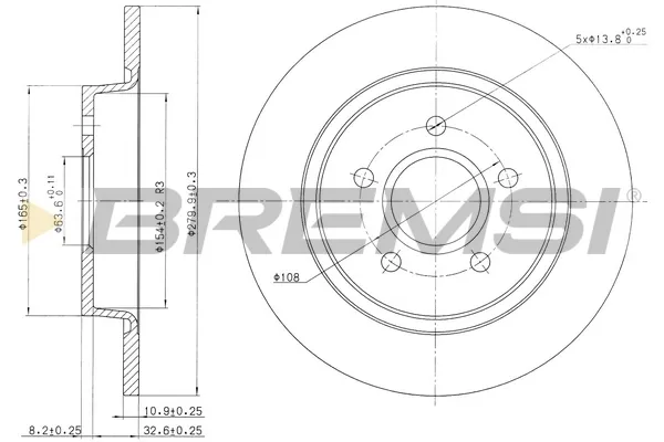 Disco de freno trasero CD7227S Bremsi