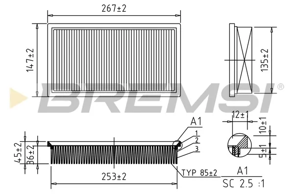 Filtro de aire FA0127 Bremsi