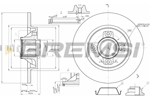 Disco de freno trasero CD7735S Bremsi