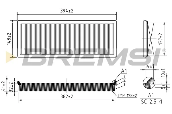 Filtro de aire FA1659 Bremsi