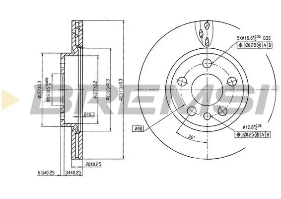 Disco de freno CD6842V Bremsi