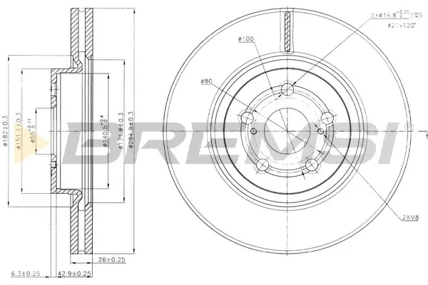 Disco de freno CD7315V Bremsi