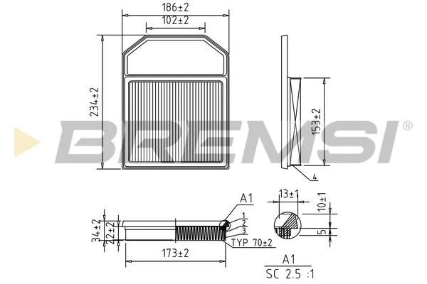 Filtro de aire FA1120 Bremsi