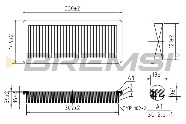 Filtro de aire FA1037 Bremsi