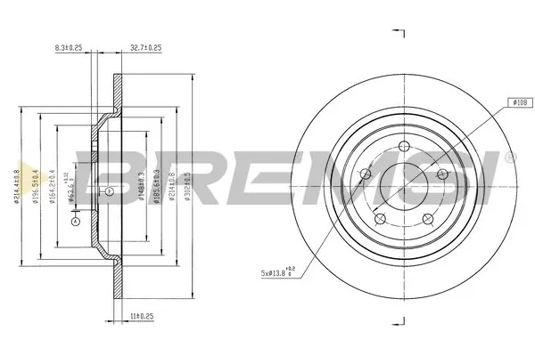 Disco de freno trasero CD8977S Bremsi