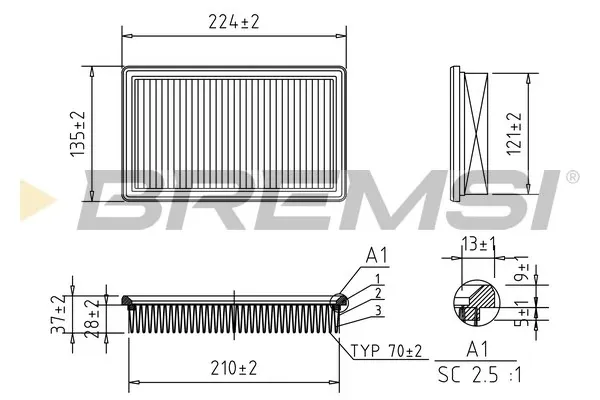 Filtro de aire FA2410 Bremsi