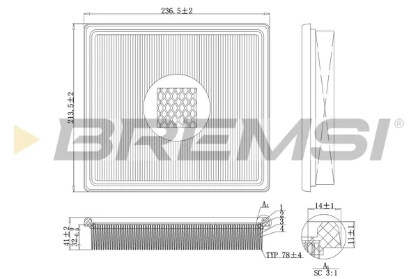 Filtro de aire FA1163 Bremsi