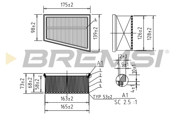 Filtro de aire FA0644 Bremsi